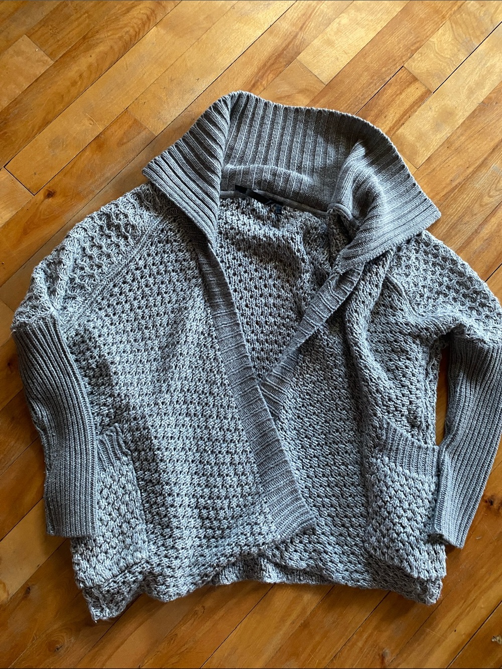 Soft Knit Shawl Collar Cardigan Sweater - Gray